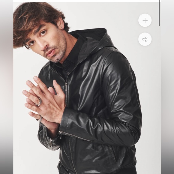 ARI Blake Lightweight Hooded Nappa Leather Jacket in Black - Picture 8 of 8